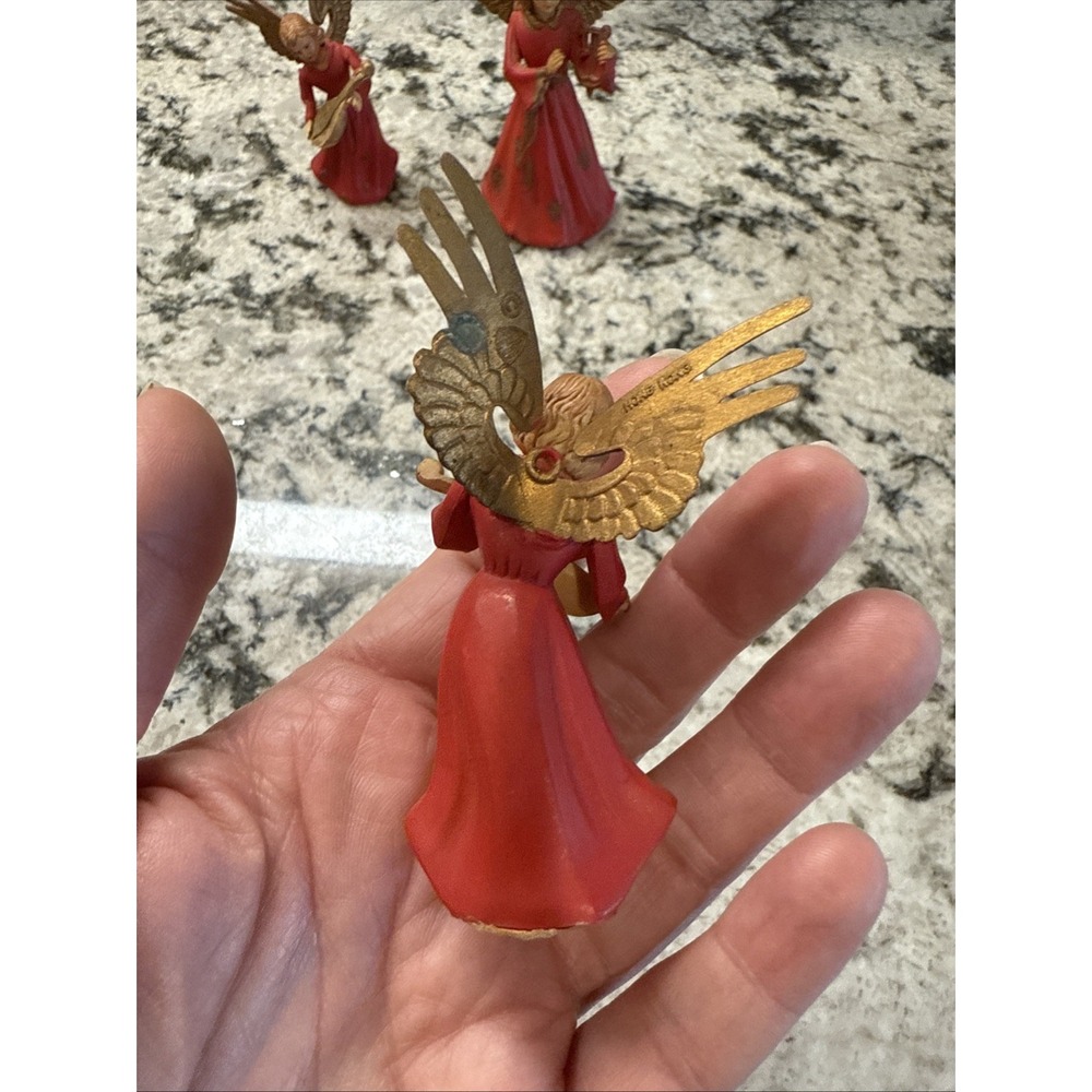 Set of 3 Vintage Celluloid Angels Instruments Red Hong Kong - Picture 12 of 16